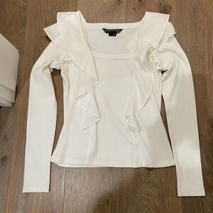 Veronica Beard Rib Net Long Sleeve with Poplin Ruffles. Small. Worn once.